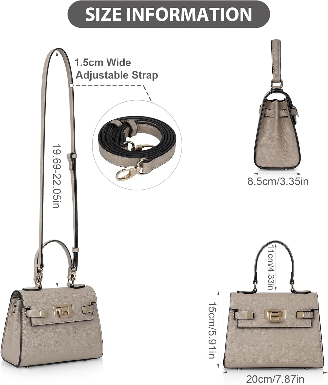 YFGBCX Mini Satchel Bag Top Handle Purse for Women Small Crossbody Bag Handbag Designer Purse with Detachable Strap - Image 6