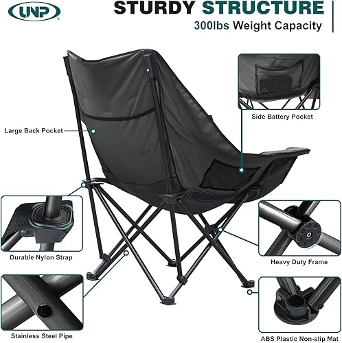 Miniatura 4 de UNP Silla de camping, sofá plegable portátil, silla de patio fácil de instalar, asiento acolchado para césped, silla de camping para caza, pesca, al