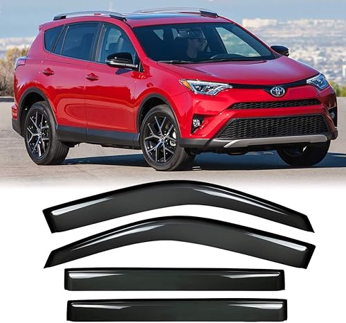 Audrfi 4 viseras deflectoras de ventana lateral estilo canal exterior para RAV4 2013-2018 Sun Rain Guard