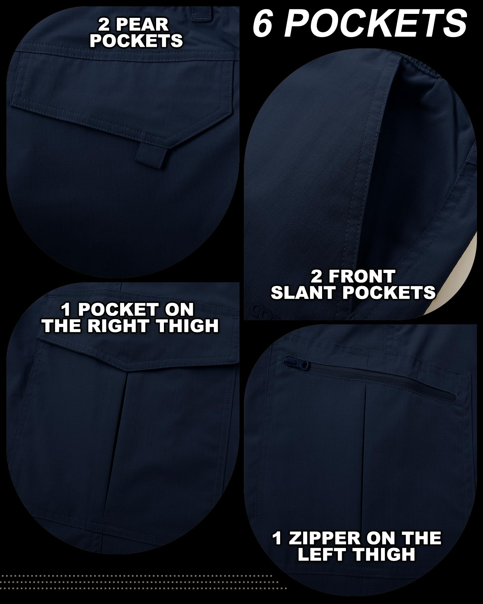 33,000ft Pantalon de randonnée pour homme avec 6 poches, pantalon de trekking, ultra léger, respirant, pour l'extérieur