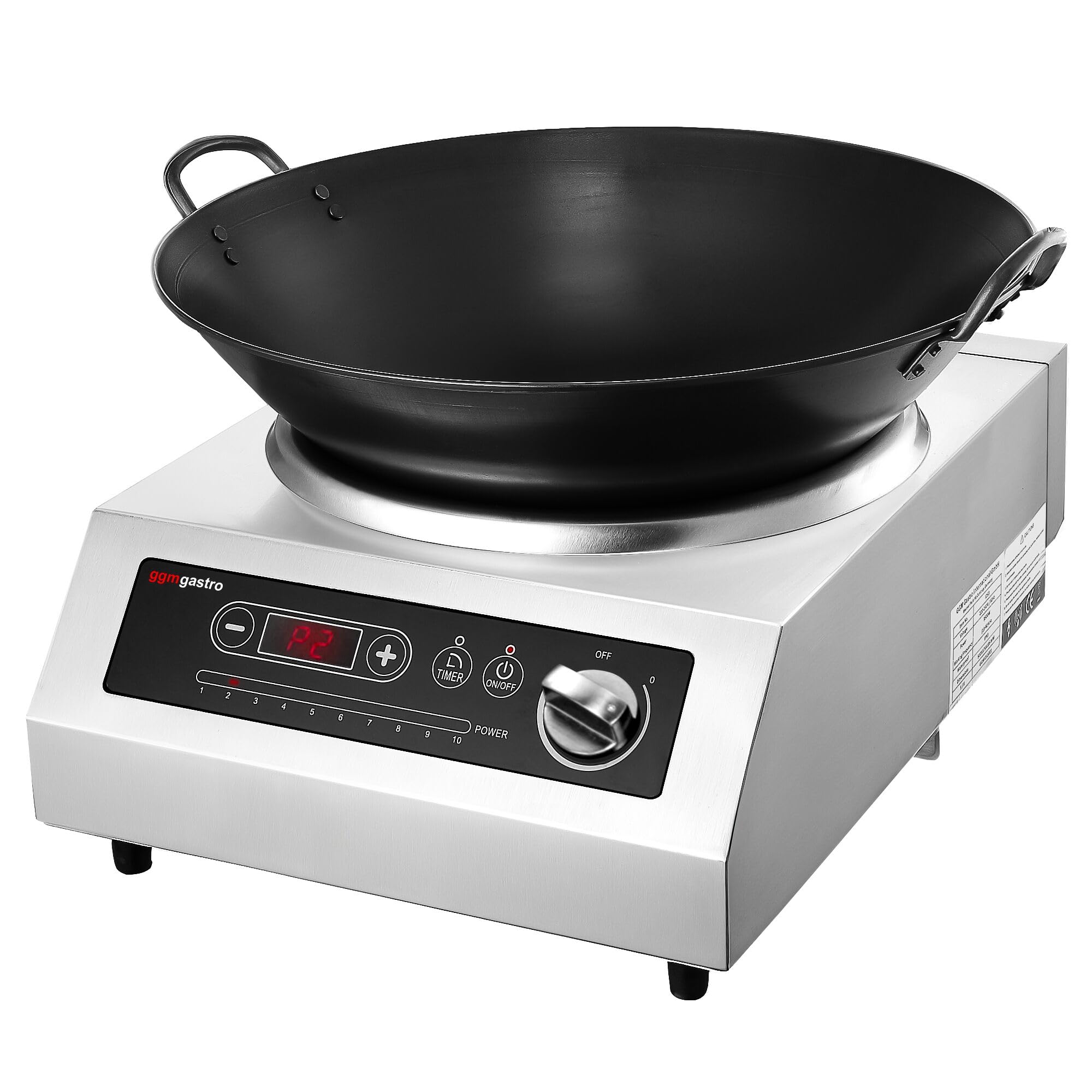 GGM Gastro Wok-Induktionsherd 3,5 kW | Ideal für die Gastronomie, intuitive Touch-Bedienung, präzise Timer-Funktion, sicher durch Abschaltautomatik, robust