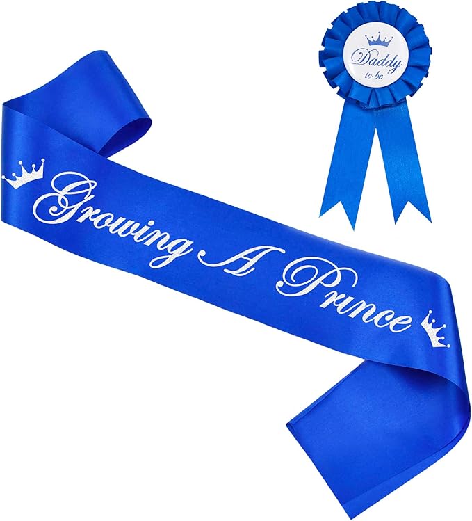 Growing A Prince Sash and Daddy to Be Badge Pin Set, Baby