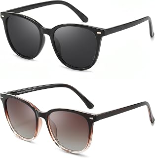 LVIOE Polarized Sunglasses for Women UV400 Protection Fashion Shades 2PC