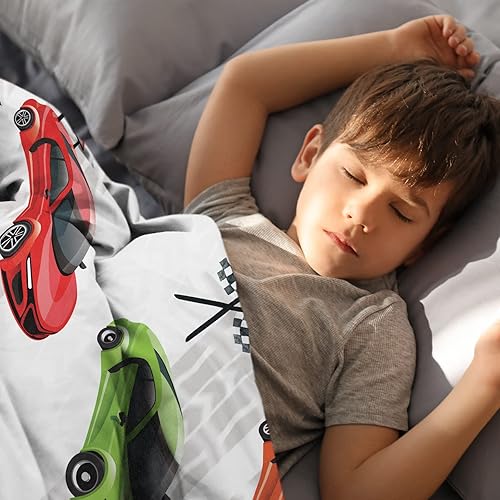 Miniatura 4 de Manta de franela suave con diseño de coche de carreras para niños, manta de franela suave para guardería, cuna de bebé, acogedora manta mullida con