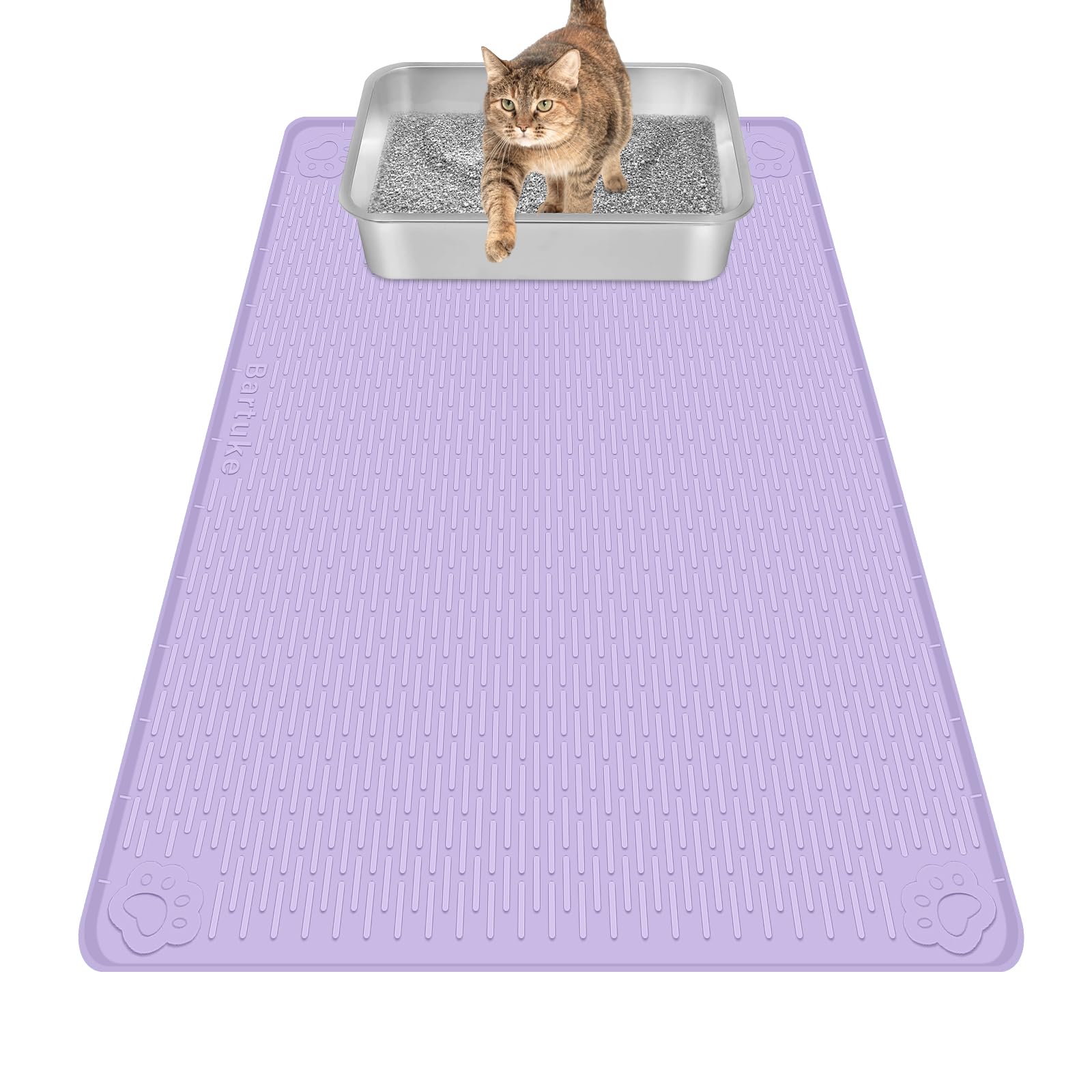 Bartuke Cat Litter Mat, 34" x 22" Silicone Mat Litter Trapping Mat for Scatter Control, Soft on Kitty Paws, Easy to Clean (Purple) — image 1