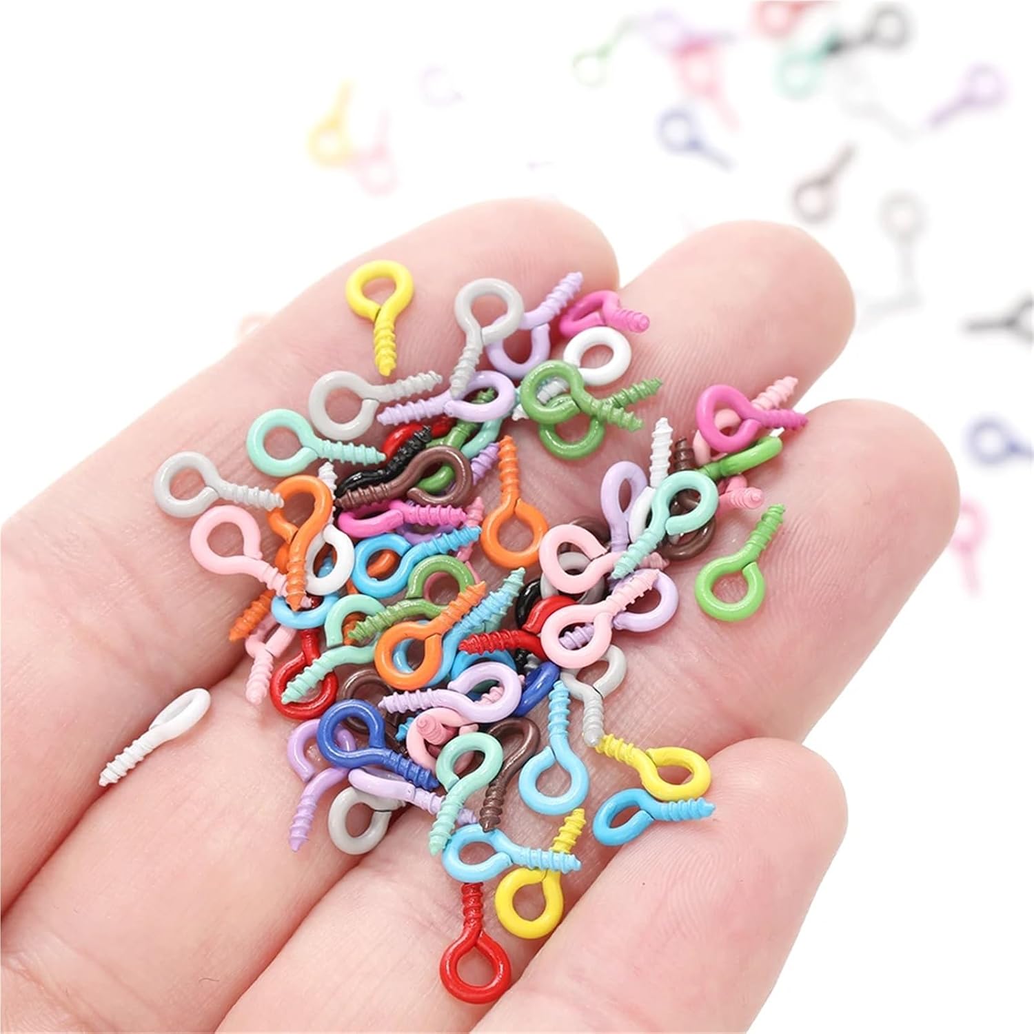 Small Screw Eye Pin 1000Pcs/lot Colorful 5 * 10mm Tiny Screw Eye Pins Eyepins Hooks Eyelets Threaded Clasps Hooks for Jewelry Making Supplies for Jewelry Making(Brown)