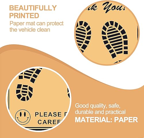 Miniatura 6 de 50 tapetes desechables de papel para automóvil con bonito diseño de huellas, tapete protector para automóvil, vehículos y uso automotriz,