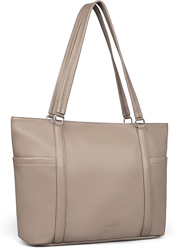 Miniatura 8 de befen Bolsa de cuero genuino para computadora portátil para mujer, bolsas de computadora de 15.6 pulgadas, bolsas de trabajo, bolso de hombro Marrón