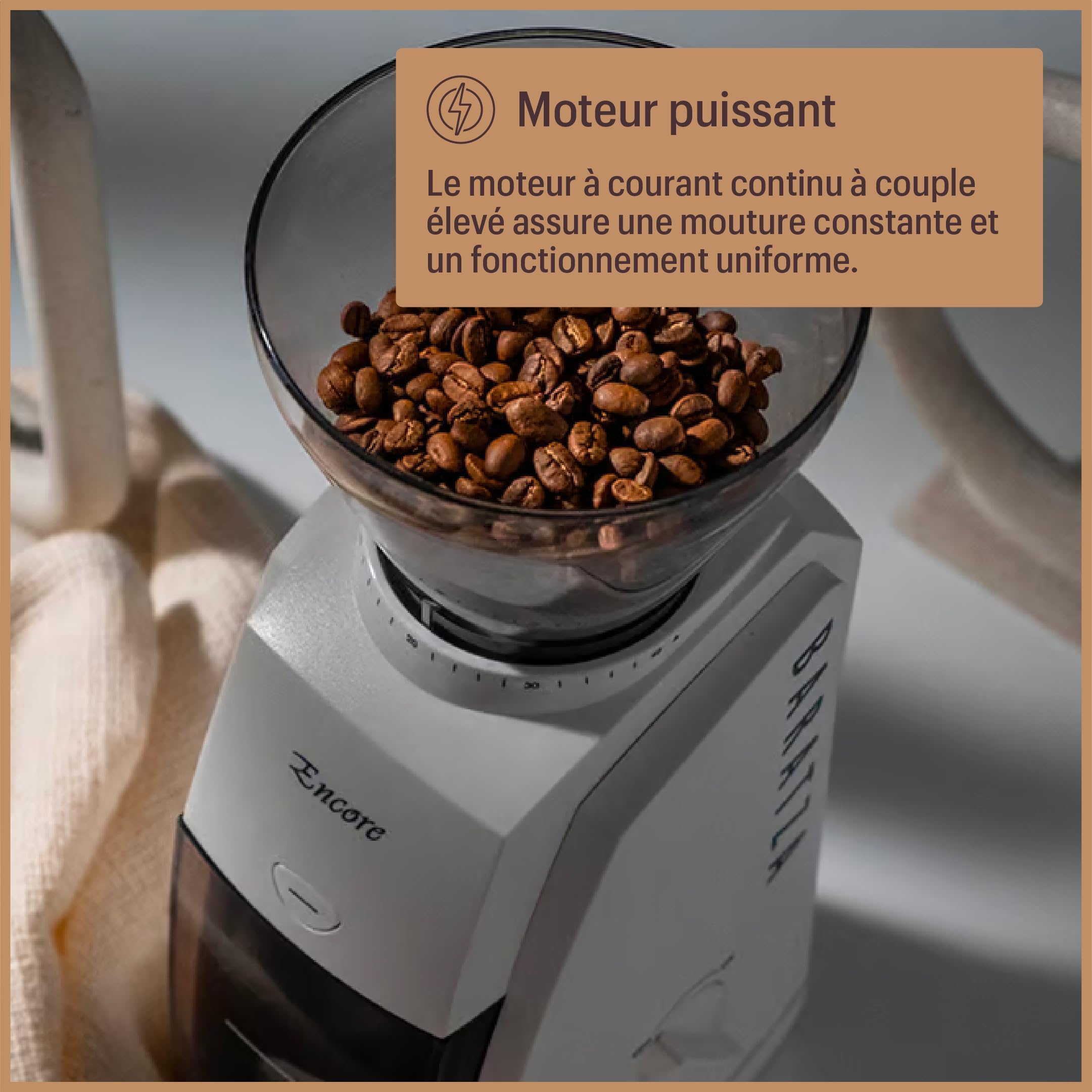 Baratza - Moulin à café Encore 230V - Moulin électrique - 40 Réglages de Mouture Individuels, Broyeur Cafe Grain, Accessoires pour Barista - Blanc
