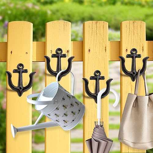 Miniatura 4 de Notakia Ganchos decorativos de pared montados antiguos y elegantes de hierro fundido de hierro fundido náutico, ganchos de pared de hierro fundido