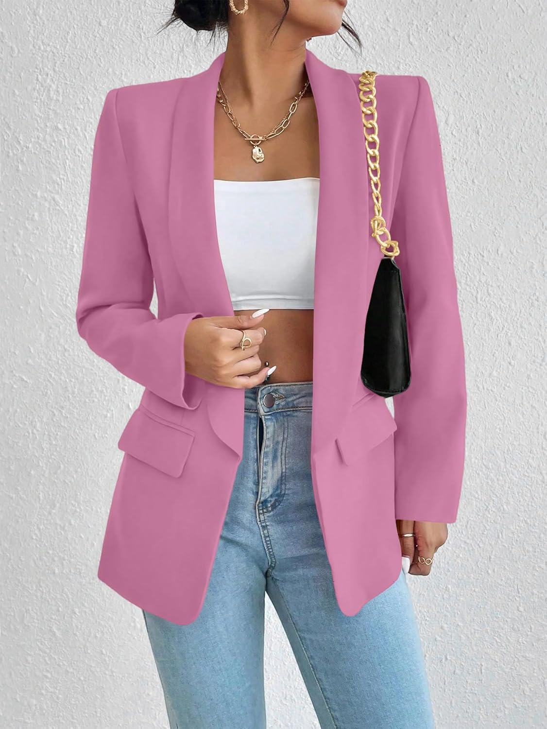 Women Blazer Suit Jacket Notched Collar Casual Work Office Blazers - Image 4