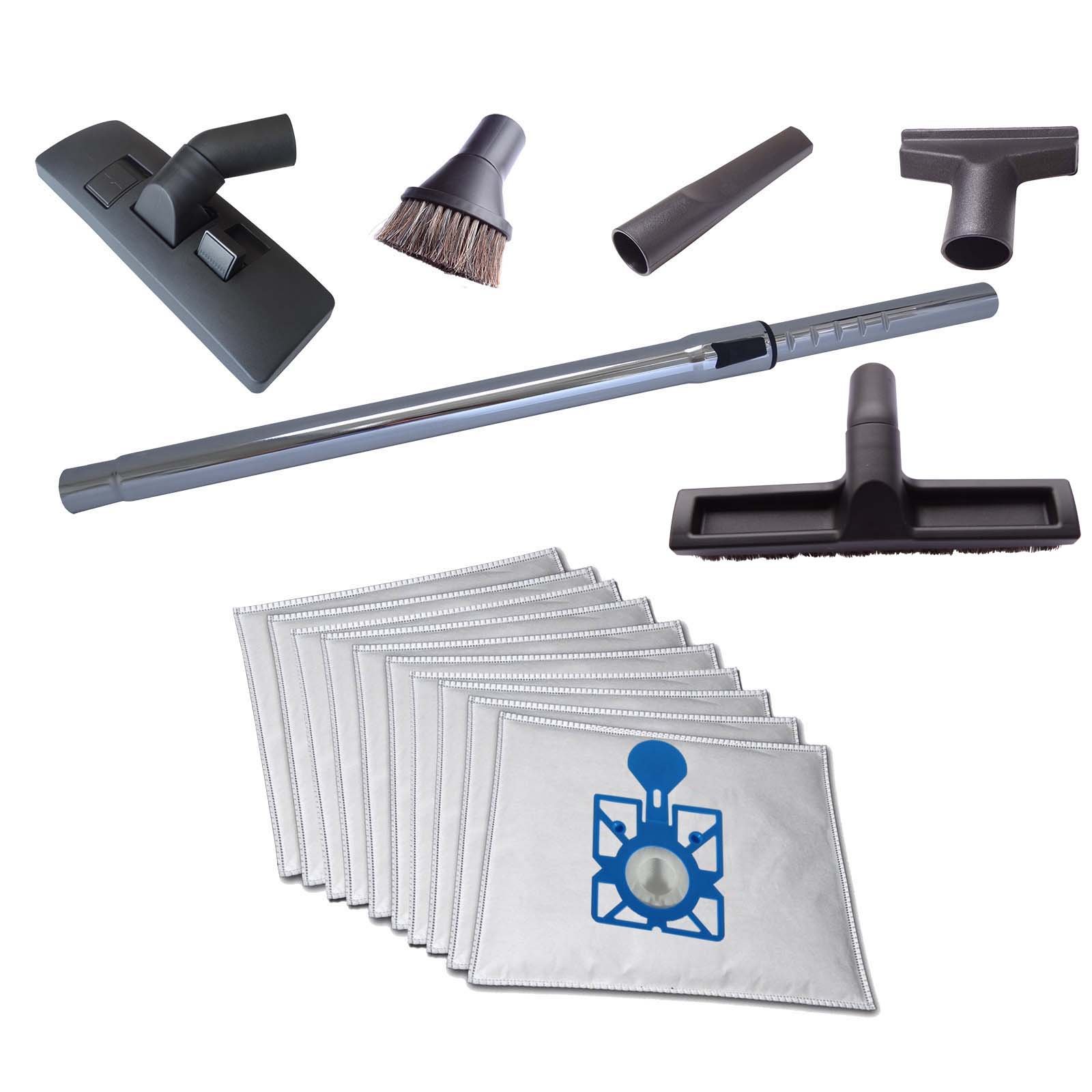Aspiradora Tubo, Boquilla, Pincel De Aspiración, Boquilla & Boquilla Para Suelo Duro En Juego Válido Para PHILIPS FC 9150... 9179 Performer 4: 3er Set - Düsen, Saugrohr + 10 Staubbeutel