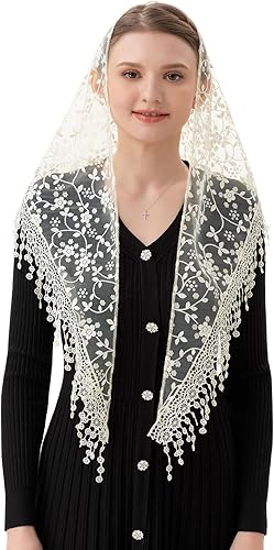 PAMOR Triángulo velo de encaje Mantilla Catedral cabeza cubierta capilla velo para bodas masivas damas de honor