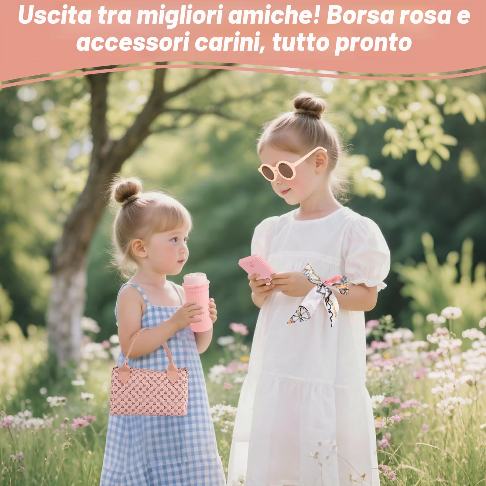 Borsetta per ragazze – Il mio primo set di borsa per bambini con accessori e trucco da gioco, contiene telefono, portafoglio e giocattoli da ruolo per bambini dai 3 anni in su, per bambine