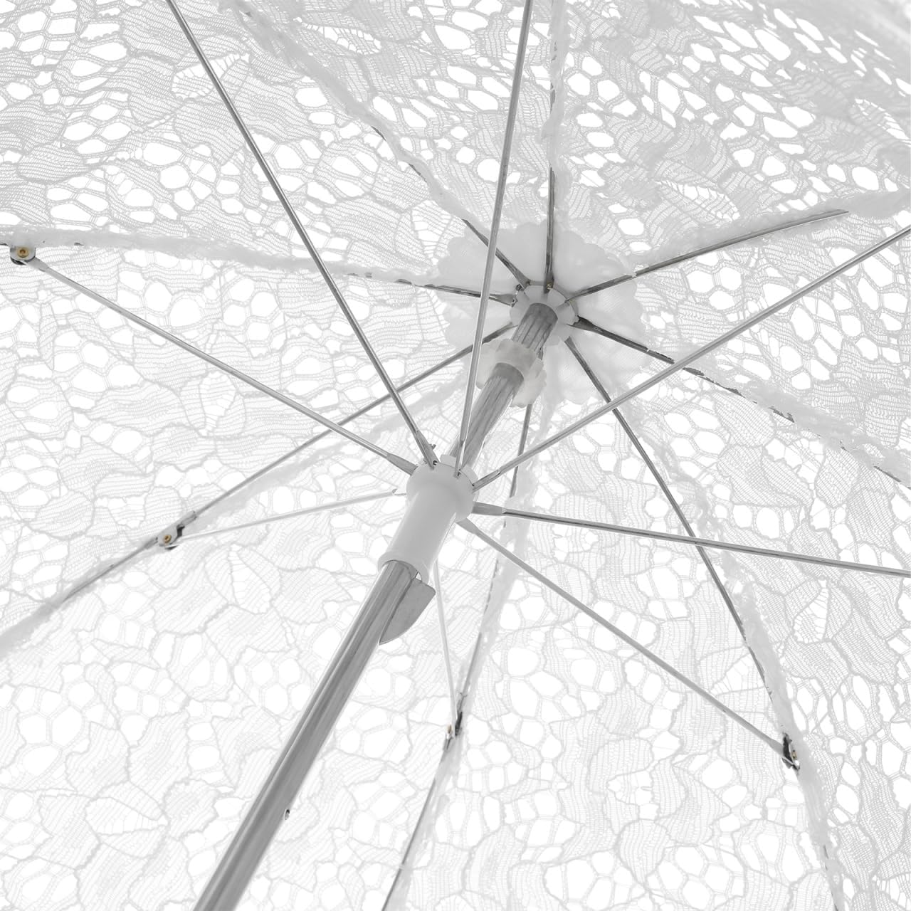 Toddmomy 19.6 Inch White Lace Parasol Umbrella Vintage Victorian Wedding Parasol for Photography Bridal Shower Tea Party Decor Lightweight Elegant Prop with Ergonomic J-Handle