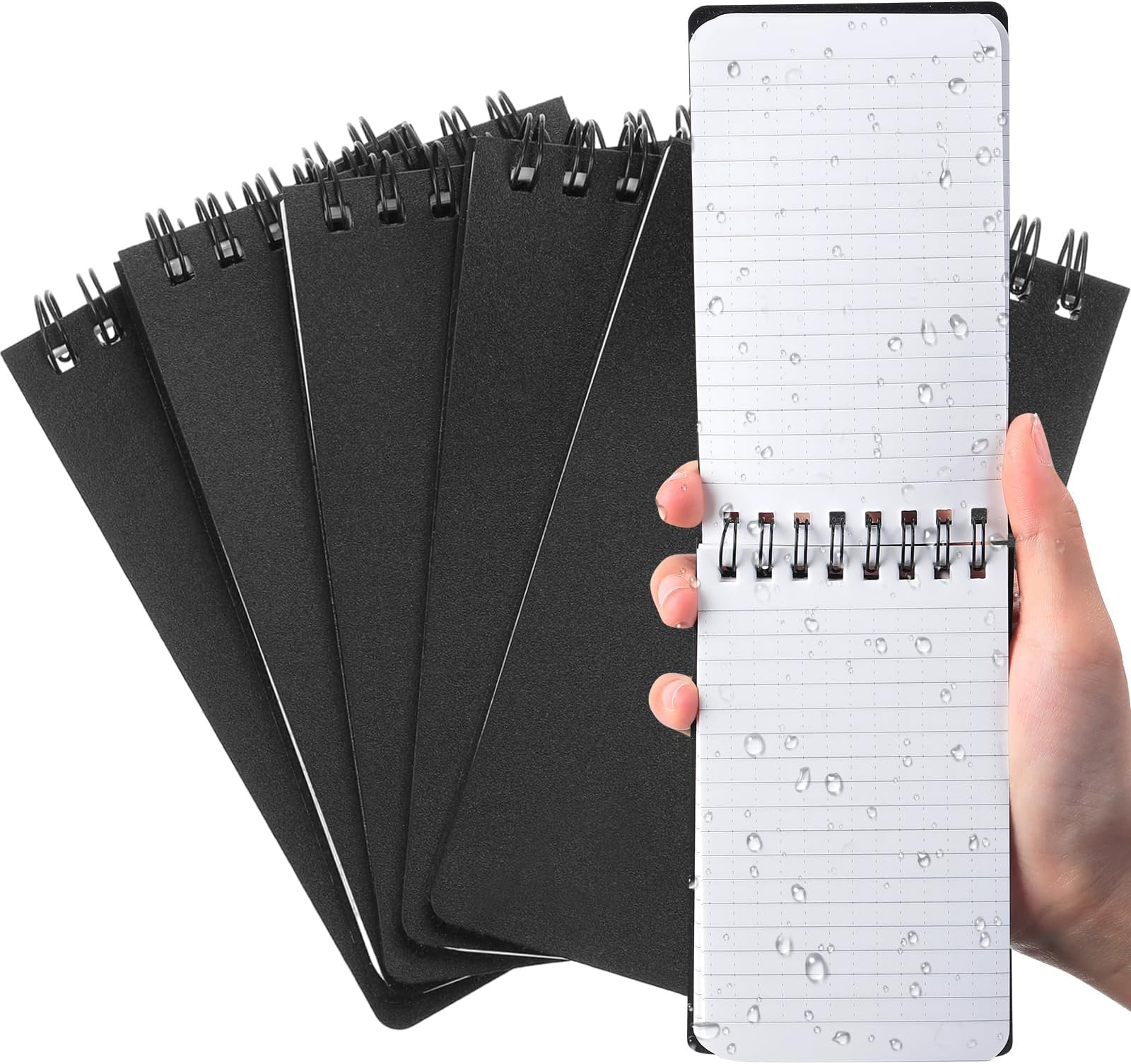 Qilery 2 Pcs Waterproof Notebook Graph Paper 3" x 5" All Weather Pocket Notepads Police Notepad Spiral Notebook Steno Pads Memo Grid Lines Pads Journal for Office (Black)