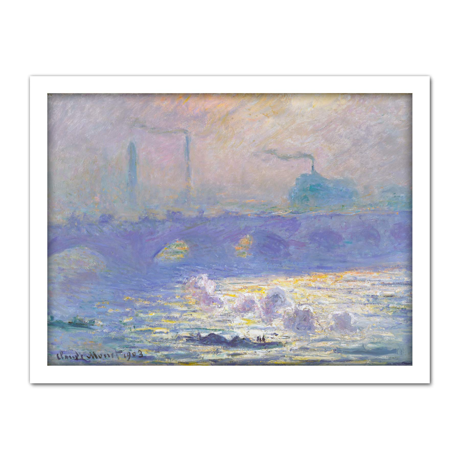 Claude Monet Waterloo Bridge Large Framed Art Print Poster Wall Decor 18x24