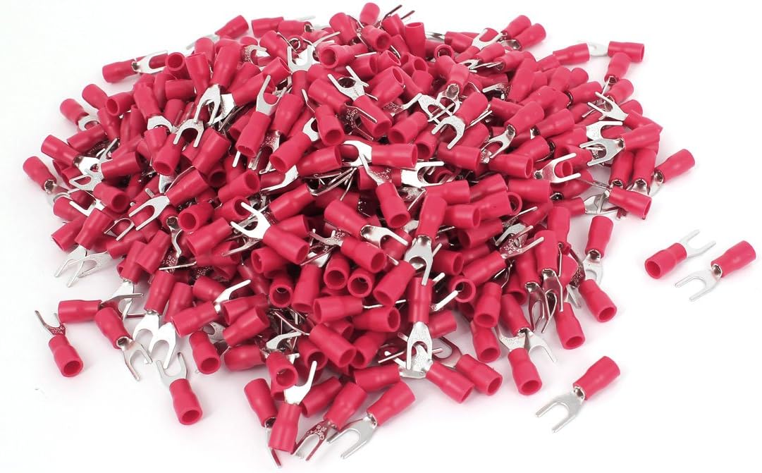 uxcell 1000 Pieces 1.25-4S Insulated Spade Cable Terminal for AWG 22-16
