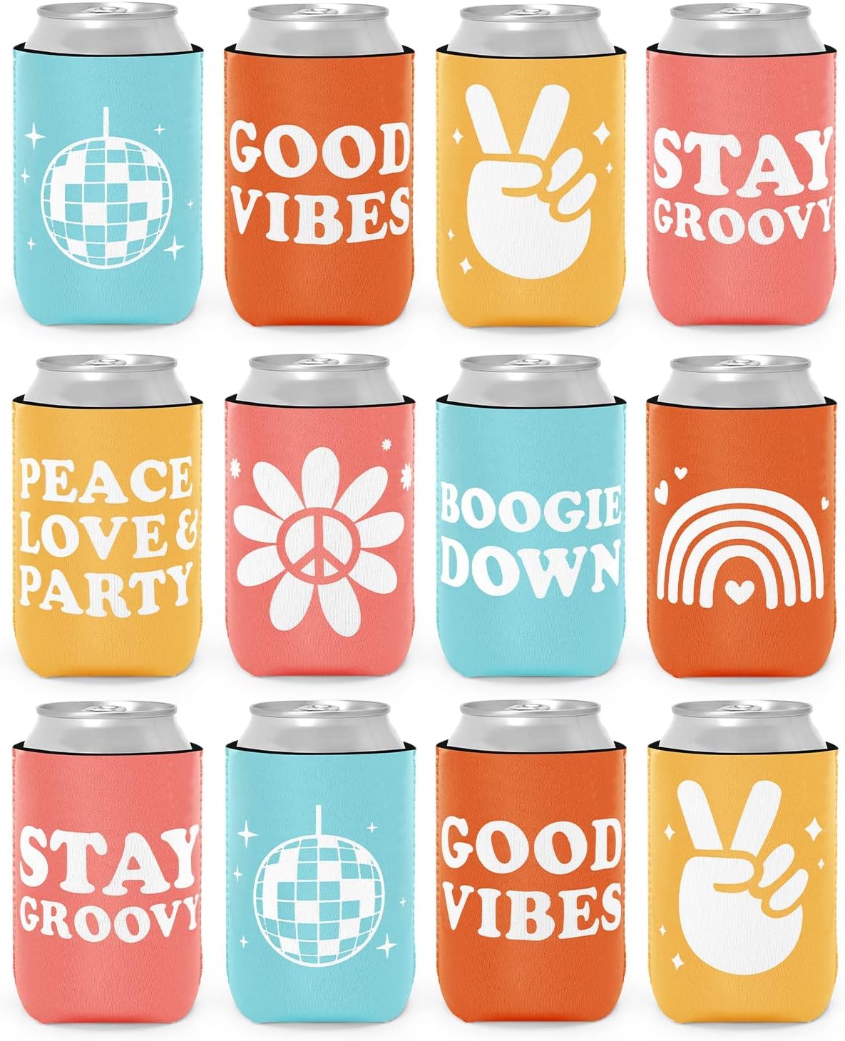 Preboun 16 Pcs Retro Bachelorette Party Can Coolers Hippies