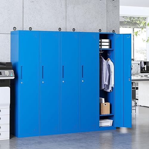 Vista 40 de Yizosh Taquillas de metal para empleados con llaves, armario de almacenamiento de 71 pulgadas para empleados con 1 puerta, armario de almacenamiento