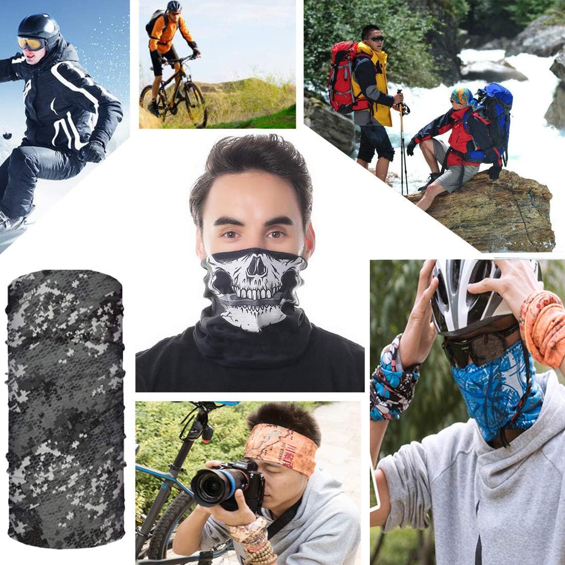 Toes Home 6PCS Outdoor Headband Elastic Seamless Bandana Neck Gaiter Scarf Sport Headwear Boho Series for Yoga Hiking