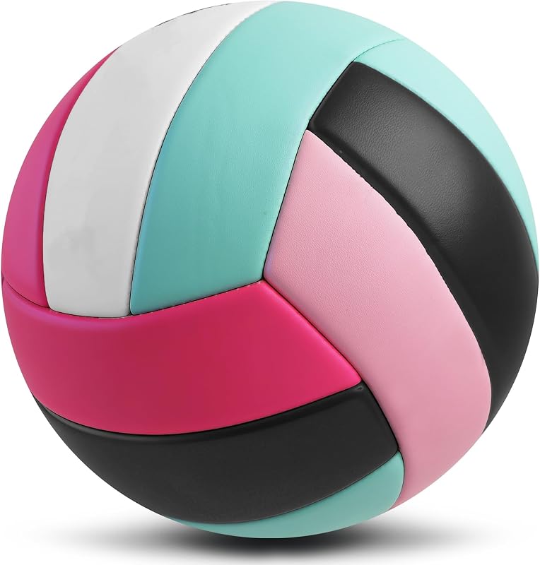 Soft Volleyball Pink Size 5 for Girls Kids Beginners with Pump&Mesh Bag | Soft Touch PU, 8.2in, 9.2oz, Volley Ball Practicing Team Training Outdoor Indoor Beach Pool Games