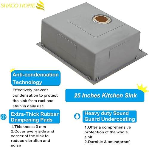 Miniatura 11 de SHACO Fregadero de cocina negro de 21 pulgadas, 21 x 20 pulgadas, montaje superior negro plomizo de acero inoxidable calibre 16, estación de trabajo