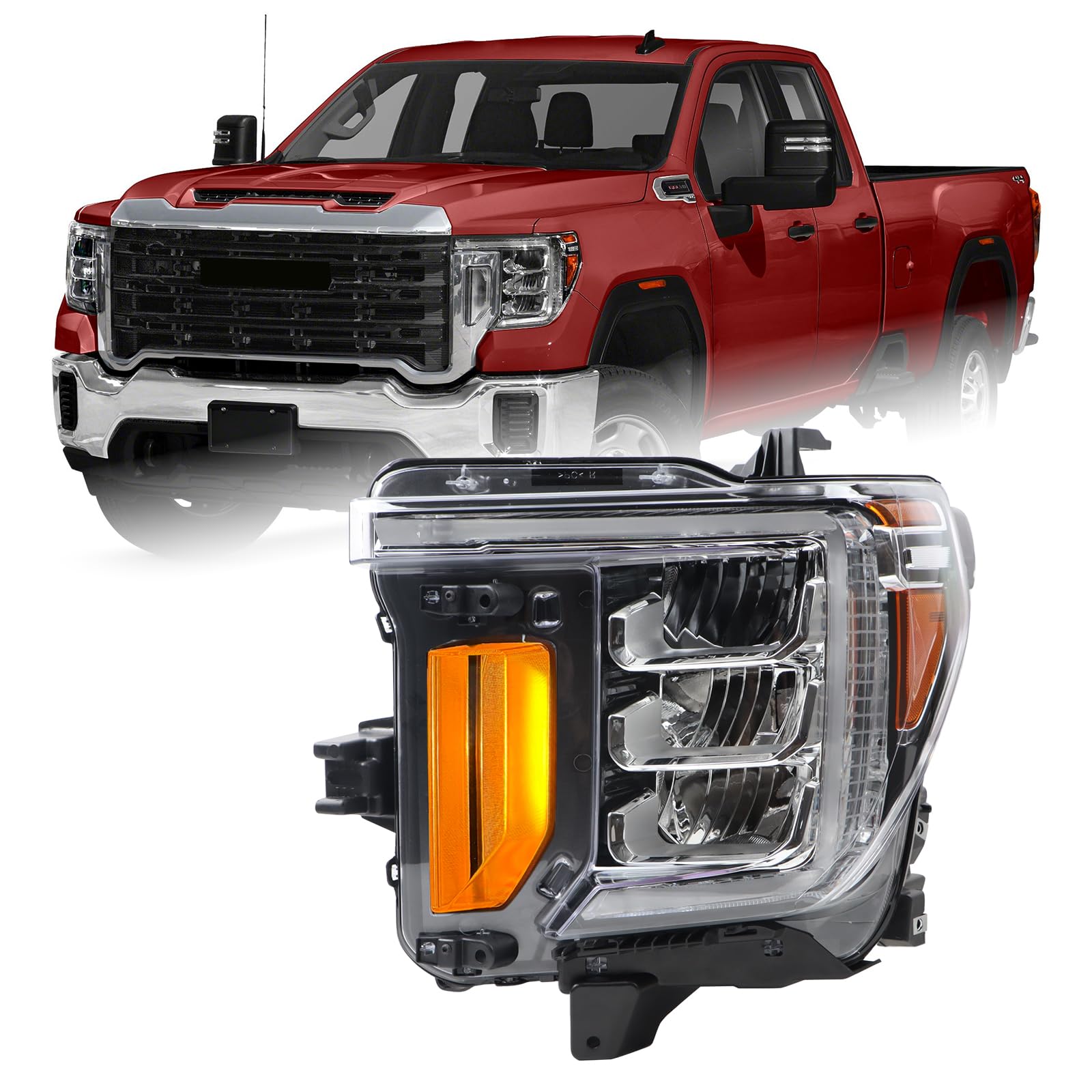 Photo 1 of KAMDKI LH W/Halogen Signal Headlight Assembly Fit for 2020 2021 2022 2023 GMC Sierra 2500 3500HD SLE/Pro LED Headlamp Left Driver Side GM2502512 86788463