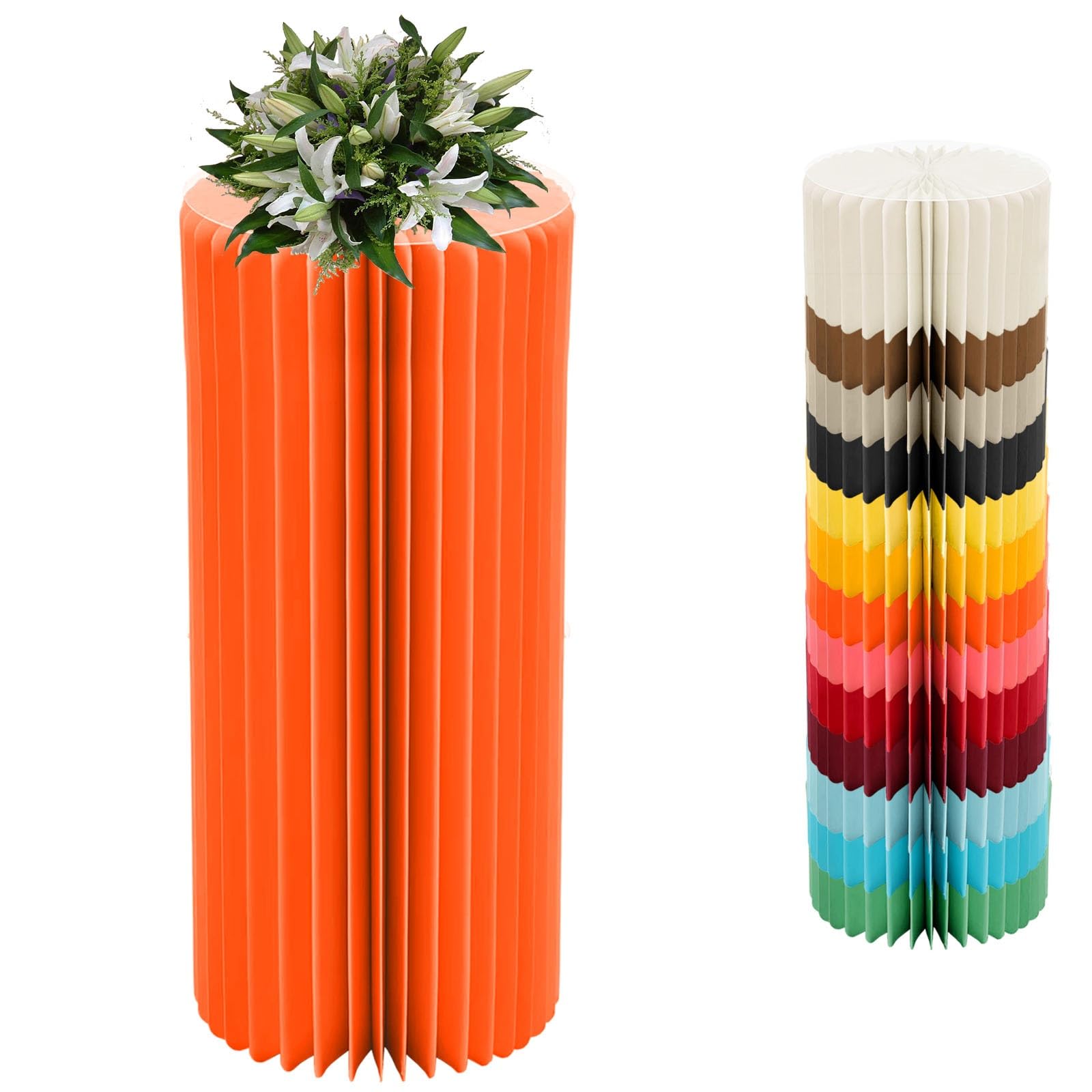 YTBHSHXZ plinth， Foldable Cardboard Cylinder Pedestal Cake Stand Multicolor 20-100cm(Orange,H 80cm/31.5in)