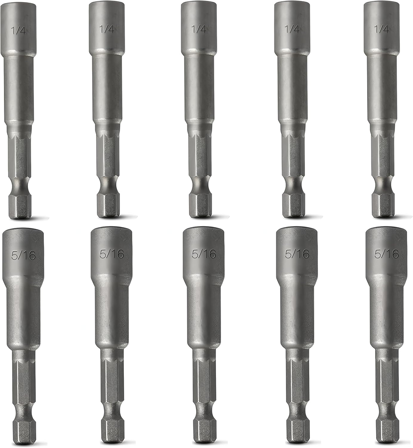 10PCS Magnetic Nut Driver Set for Impact Drill, 1/4'' and 5/16'' Nuts Driver Socket, 1/4'' Hex Shank Power Nut Driver Bit Quick Change Socke Adapter