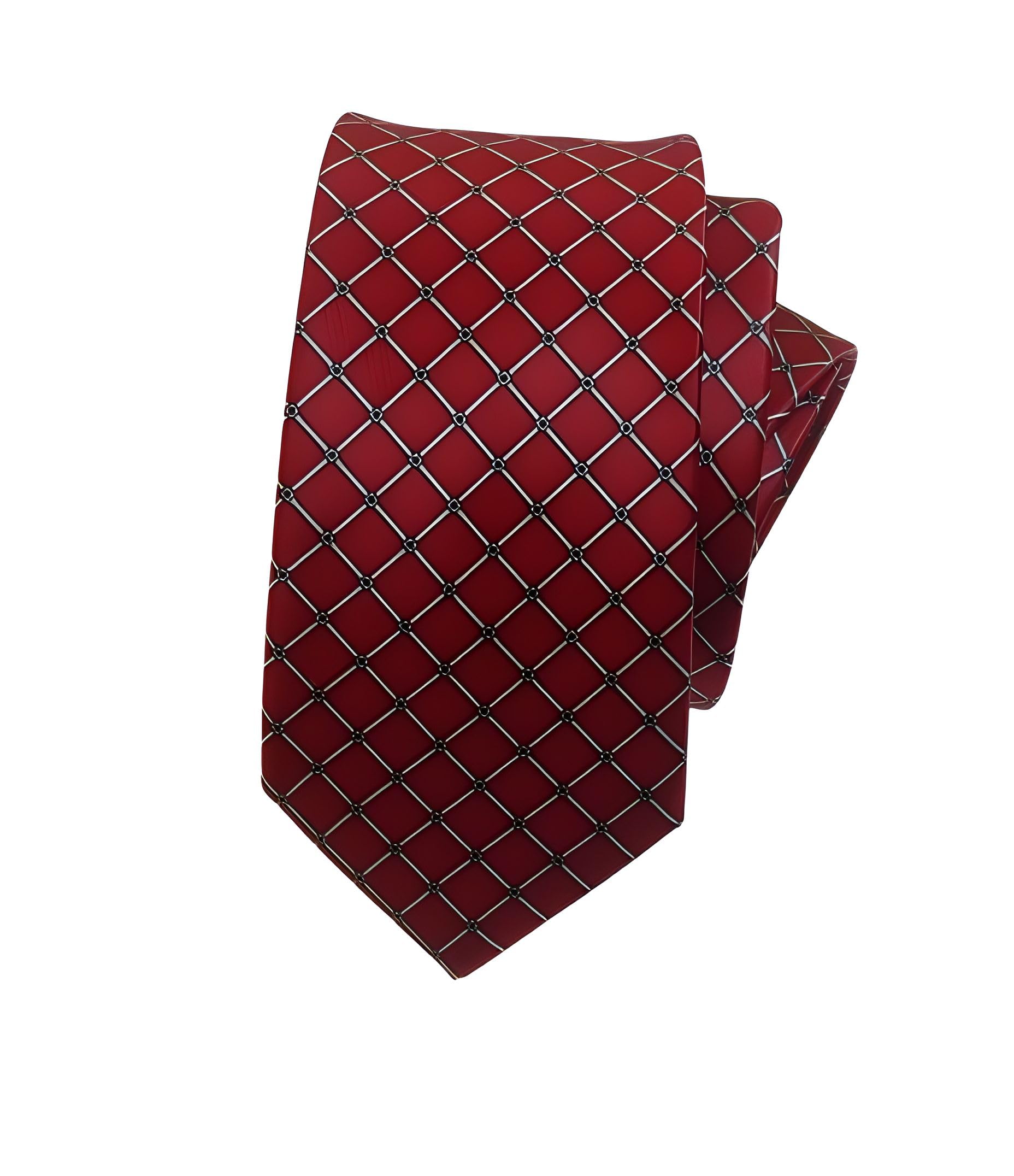 justin dustin Men's Classic Diamond Grid Pattern Necktie, Red Chex, Business Formal Wear,width-2.5 Inch-picture-56