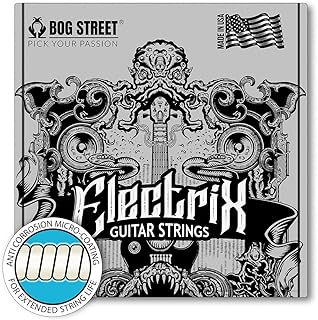 Bog Street ELECTRIX Nickel Hex-Wound Coated (09-42) Electric Guitar Strings, 6 String Set