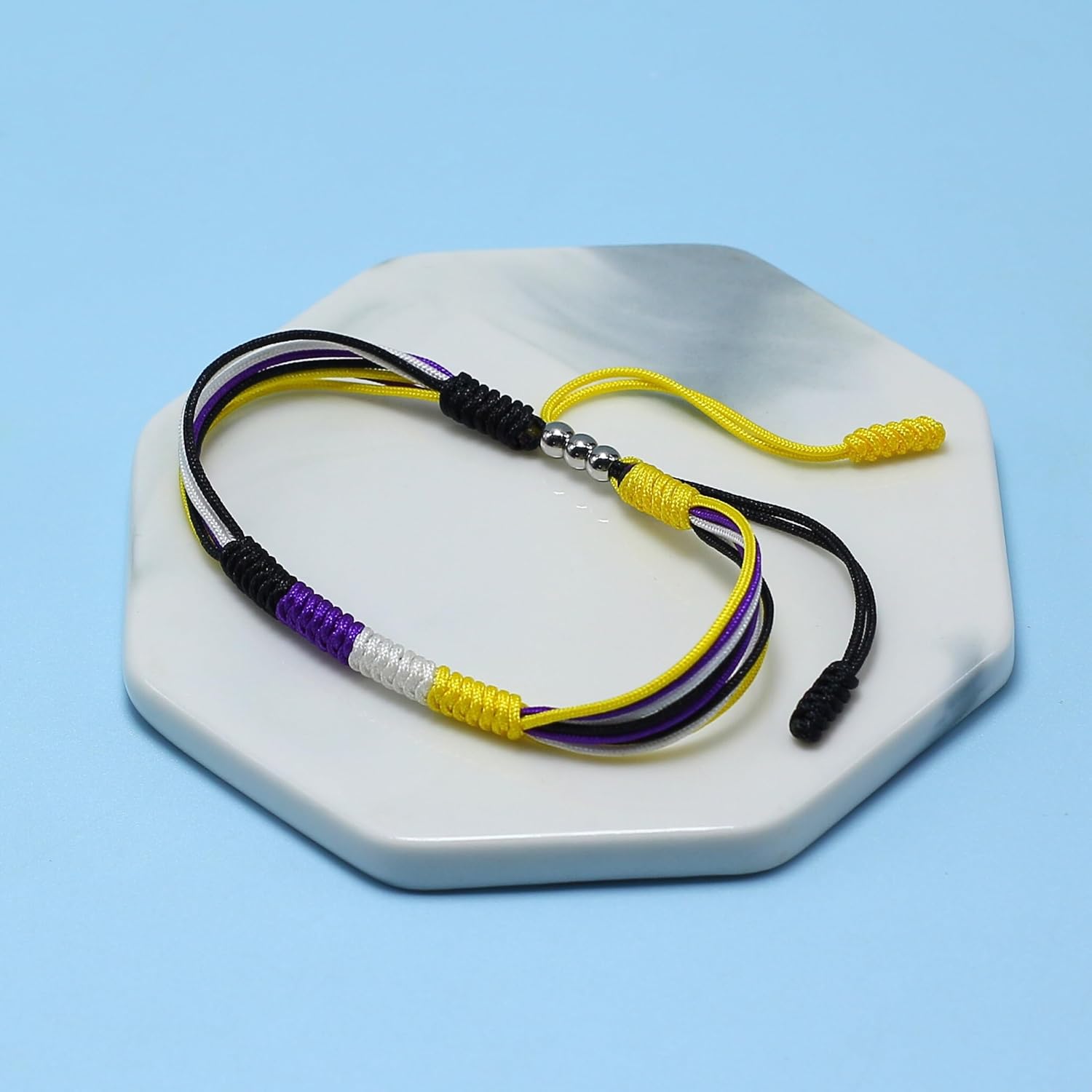 LAMIBEE LGBTQIA Pride, Bisexual, Pansexuality, Asexual, Lesbian, MLM Progress Flag Code Bracelet, Boho Style Rope Women Men Thread for Him Her, Pride Month - Image 4