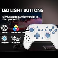 Vista 2 de SZYUYU Switch Controller for Switch 2,Switch Pro Controller for Switch/OLED/Lite/PC with 7 Colors LED Light/3-level TURBO Adjustable,4-Speed Dual
