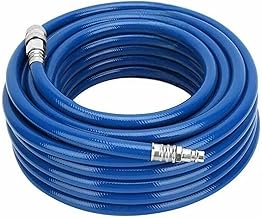 Maryse Compressed Air Hose 15 Metres in Reinforced PVC Blue with Quick Couplings - Flexible Anti-Torsion 300 PSI - Inner Diameter 10 mm External Diameter 15 mm - for Air Compressor, Workshop and DIY