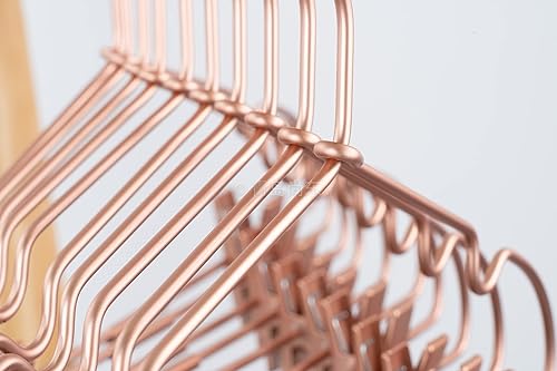 Miniatura 6 de Perchas de metal de oro rosa con clips, paquete de 10 perchas para ropa de bebé de 12.6 pulgadas para bebés, recién nacidos, antideslizantes,
