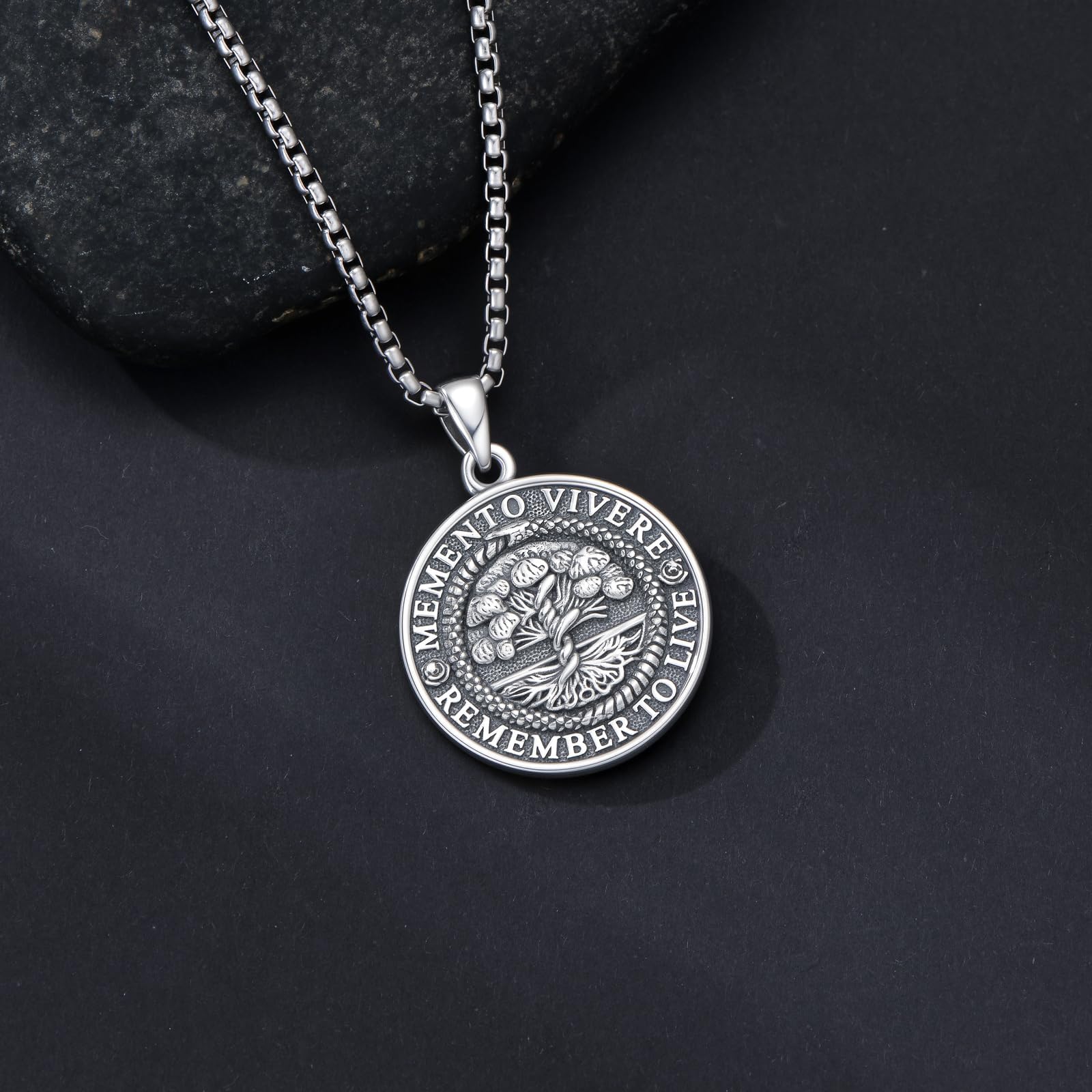 ROMANTICWORK Memento Mori Kette 925 Sterling Silber Skelett/Abalone Muschel/Gothic Punk Skull Memento Mori Anhänger Halskette Gothic Totenkopf Schmuck Geschenk für Herren Männer