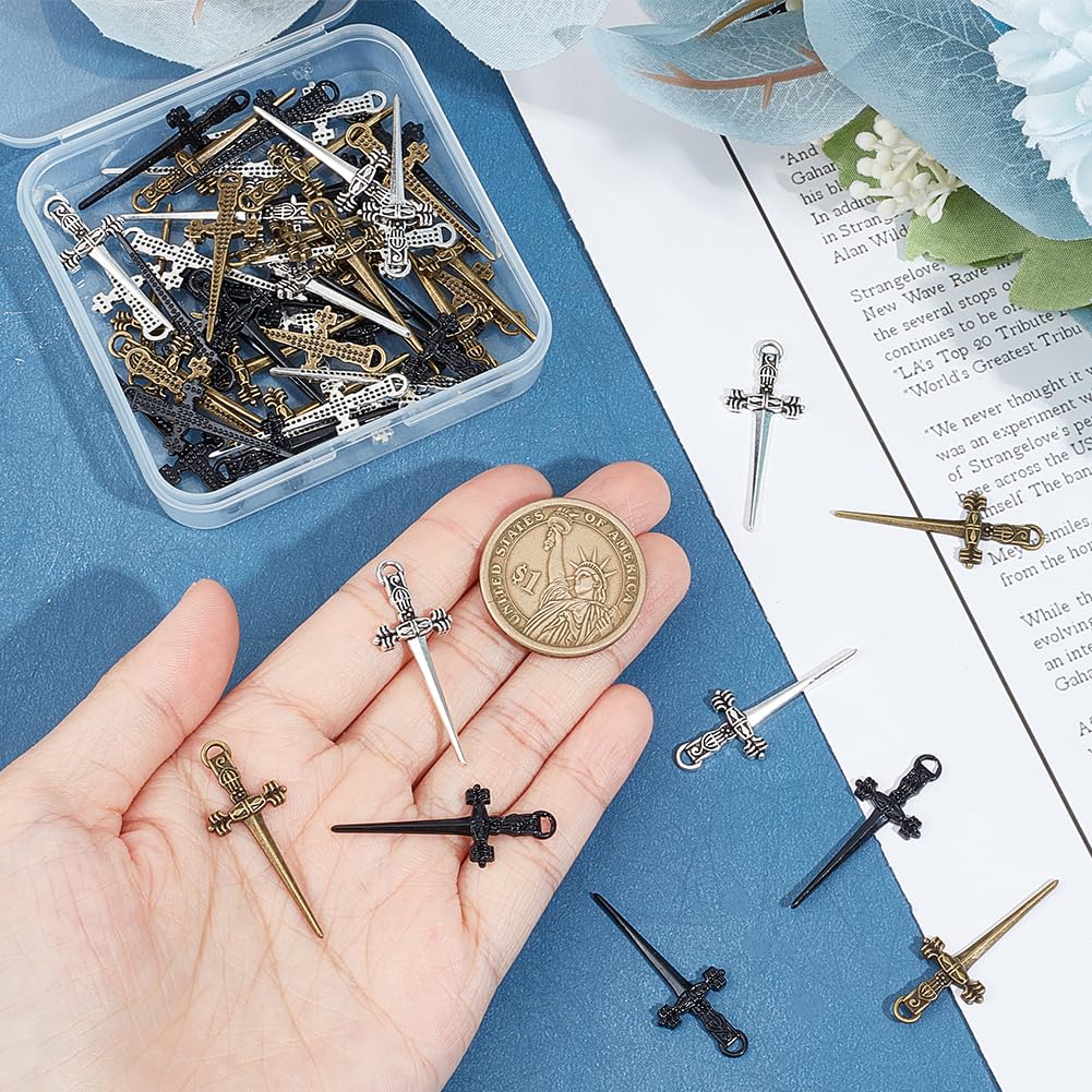 SUNNYCLUE 24 Schwert Charms Mittelalter Style - Für Schmuck & Deko