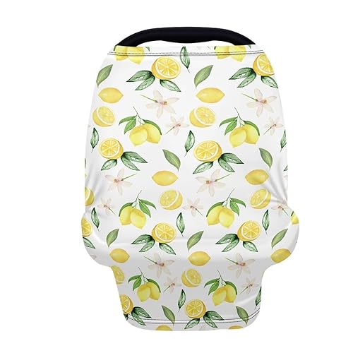 Funda de asiento de coche de bebé multiusos con diseño de flor de limón, decorativa, transpirable, a prueba de sol, manta suave para lactancia