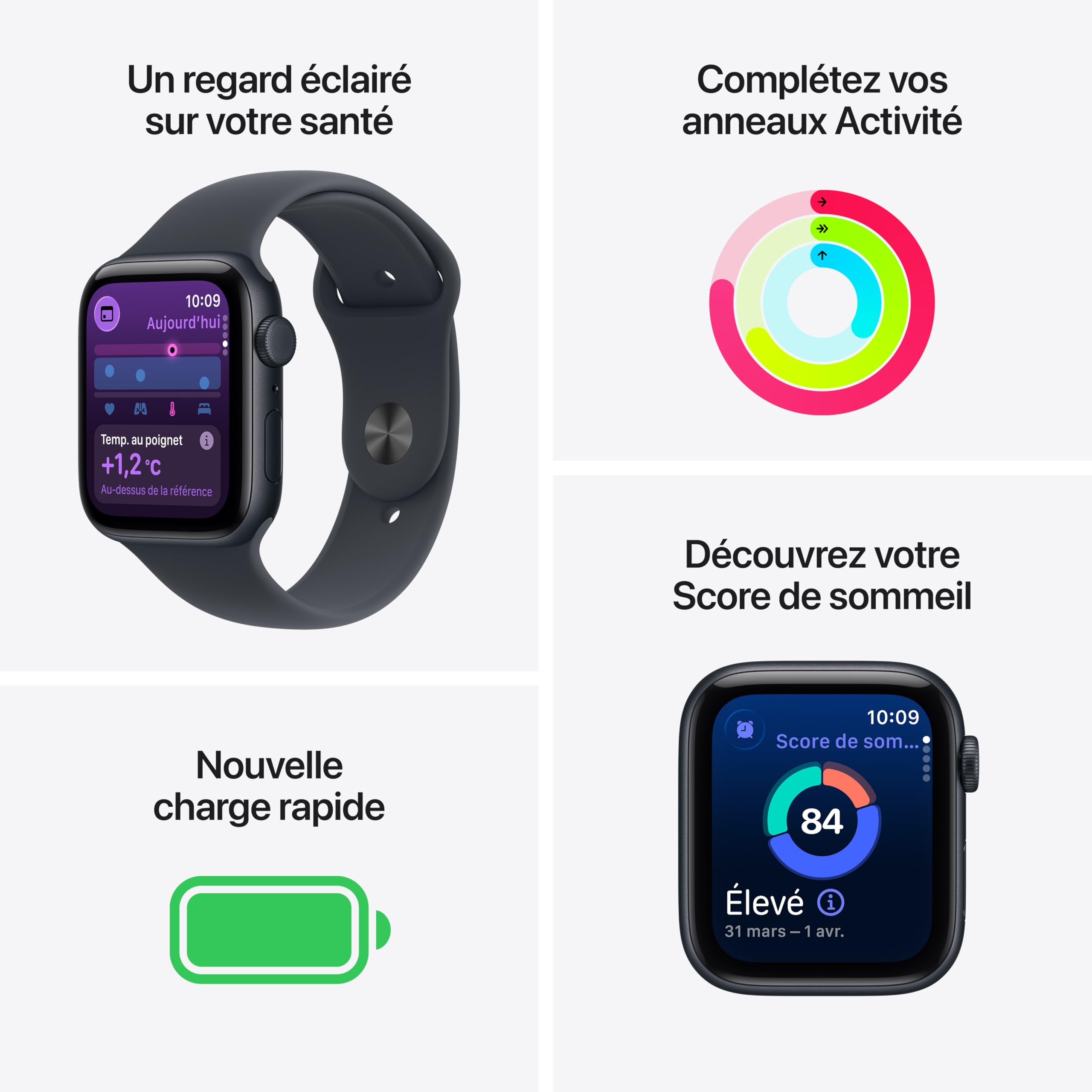 Apple Watch SE 3 [GPS + Cellular 40 mm] Montre connectée avec boîtier Minuit et Bracelet Sport Minuit. Moniteur activité/Sommeil/fréquence Cardiaque, écran Toujours activé