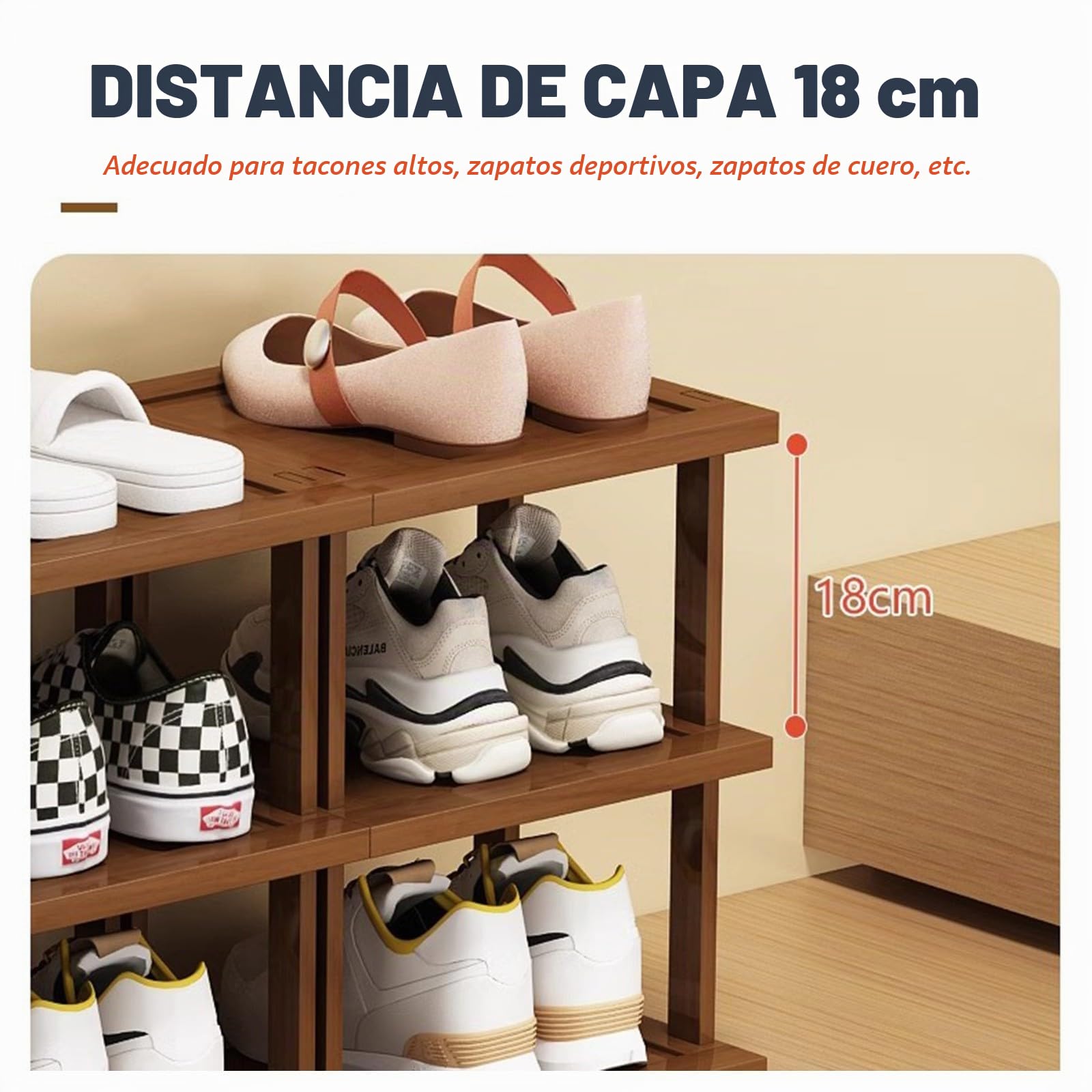 Zapatero Escalera Vertical Estrecho, Estante De Zapatos De Bambú, Zapatero Entrada Recibidor Ahorro de Espacio Robusto y Elegante, para Pasillos Entrada del Dormitorio(Size:5+4+3 Tier)