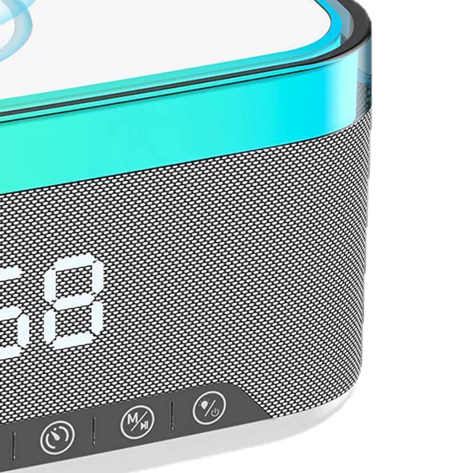 Sveglia con Ricarica Wireless Lampada con Altoparlante Digitale | Sveglia con Ricarica Wireless e Rumore Bianco Per Uso da Comodino Notturno Interni Casa Sonno Postazione di Lavoro Scrivania