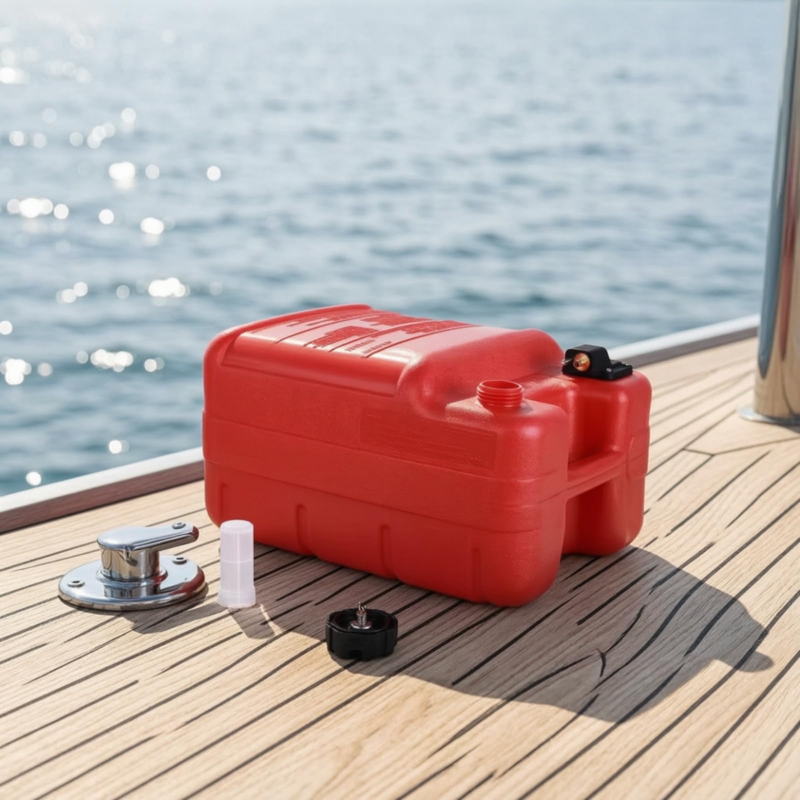 Serbatoio Carburante Fuoribordo Serbatoio Benzina Barca Tanica Motore Nautica Portatile in Plastica con Manico Riempimento Superiore Sicuro con Tappo