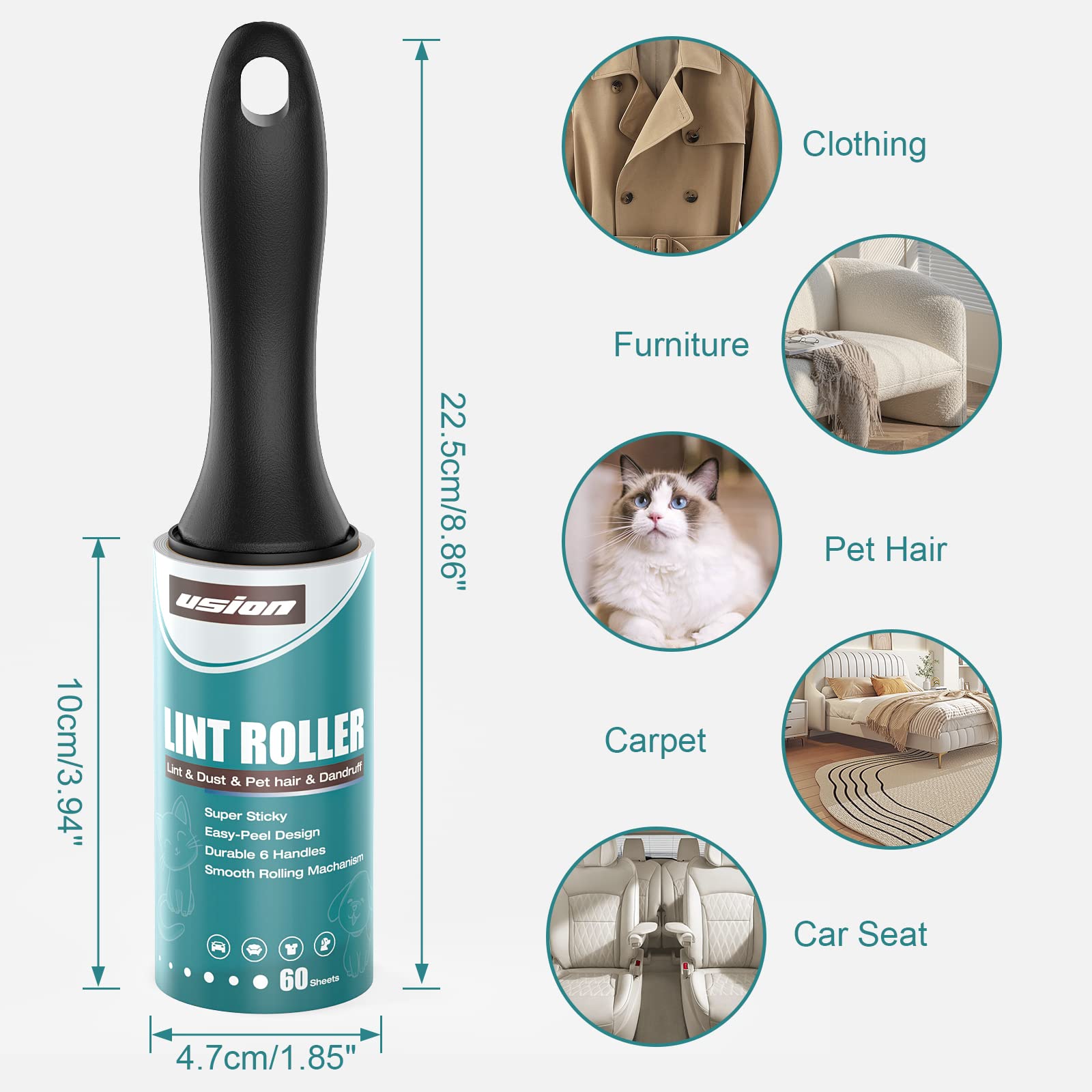 Rotolo Adesivo Per Pelucchi E Peli Animali - 12 Rotoli Extra Appiccicosi - Foto 11