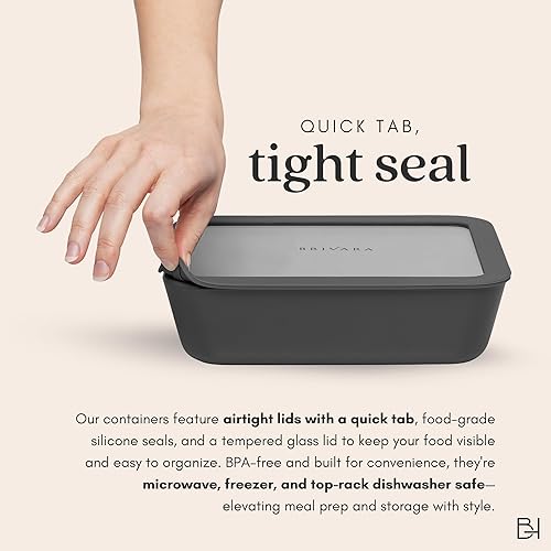 Miniatura 7 de Recipiente de almacenamiento de alimentos de vidrio recubierto de cerámica  Sin PTFE, PFOA, PFAS y BPA  Recipiente reutilizable no tóxico para