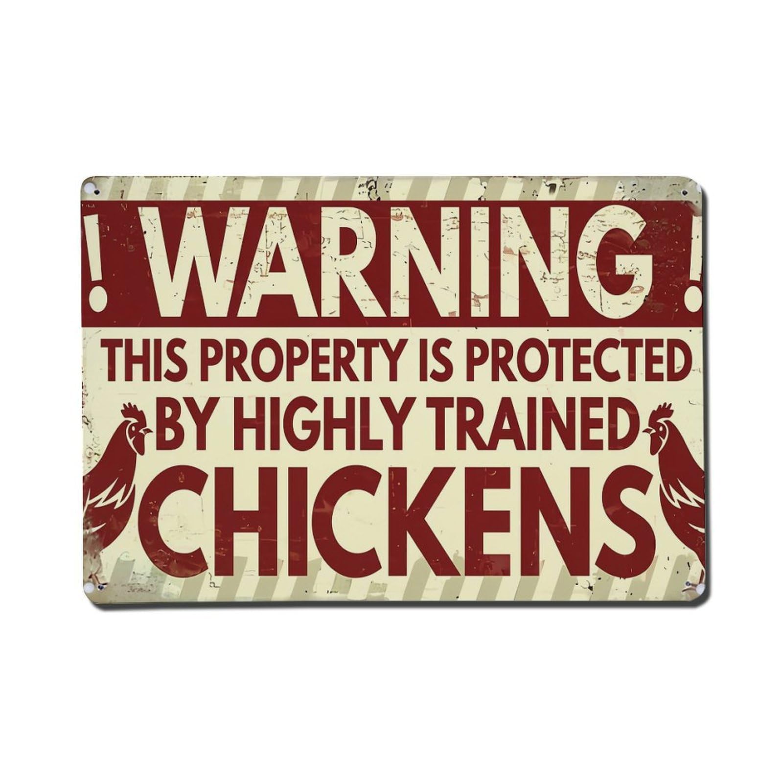 Nestemfo Vintage Warning Sign With Chickens Tin Sign Metal Sign, Living Room,Bar, Home, Bedroom Wall Decor,Retro Metal Poster 8X12 Inches