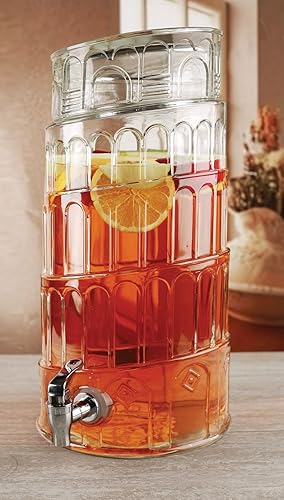 Vista 3 de Circleware Dispensador de bebidas y tapa de cristal, para fiestas, entretenimiento, hogar y cocina, jarra de agua para jugo, cerveza, kombucha