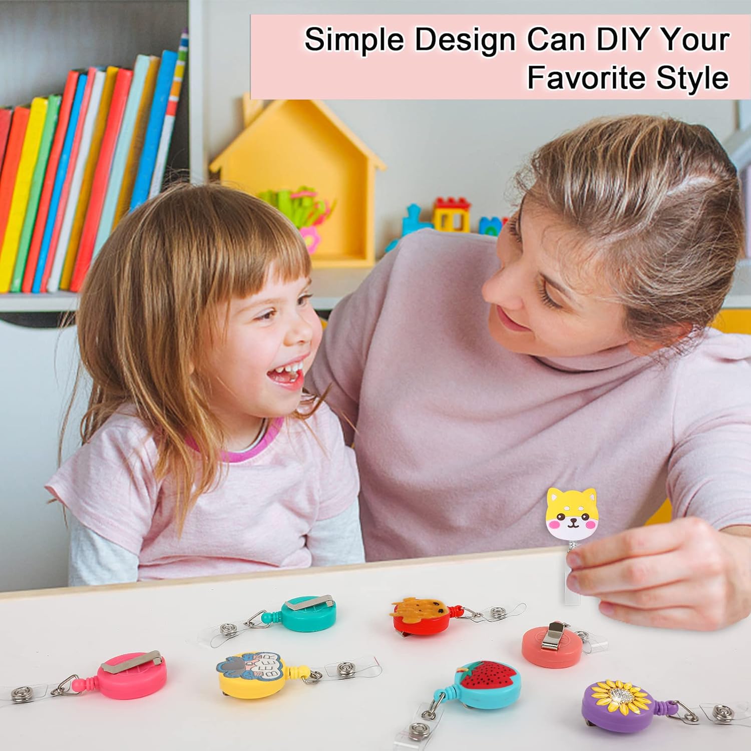 JANYUN 50 Pcs Retractable Badge Reel, Clips Holder Mixed Solid Color Nurse Students Doctor ID Badge Holder for Hanging ID Card Name Key Chain - Image 5