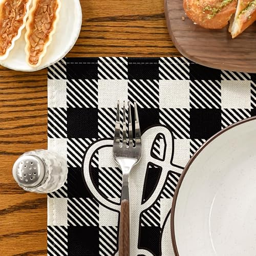 Miniatura 7 de Artoid Mode Love Family Together Home - Juego de 4 manteles individuales a cuadros para mesa de comedor, 12 x 18 pulgadas, vintage, Acción de