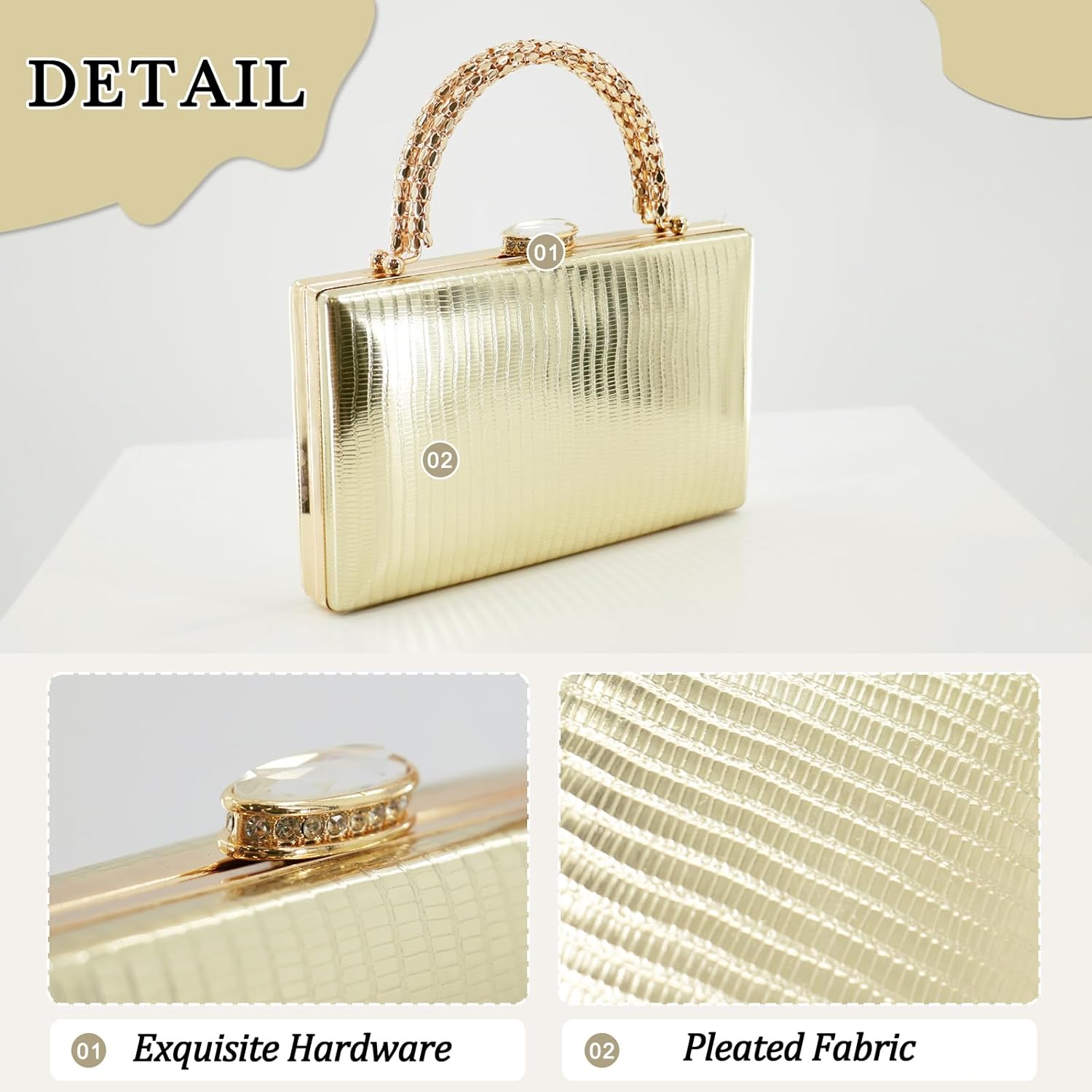 Clutch Purse for Women-Evening Bag with Removable Chain Strap Elegant Handbag for Wedding/Prom/Cocktail/Party - Image 4
